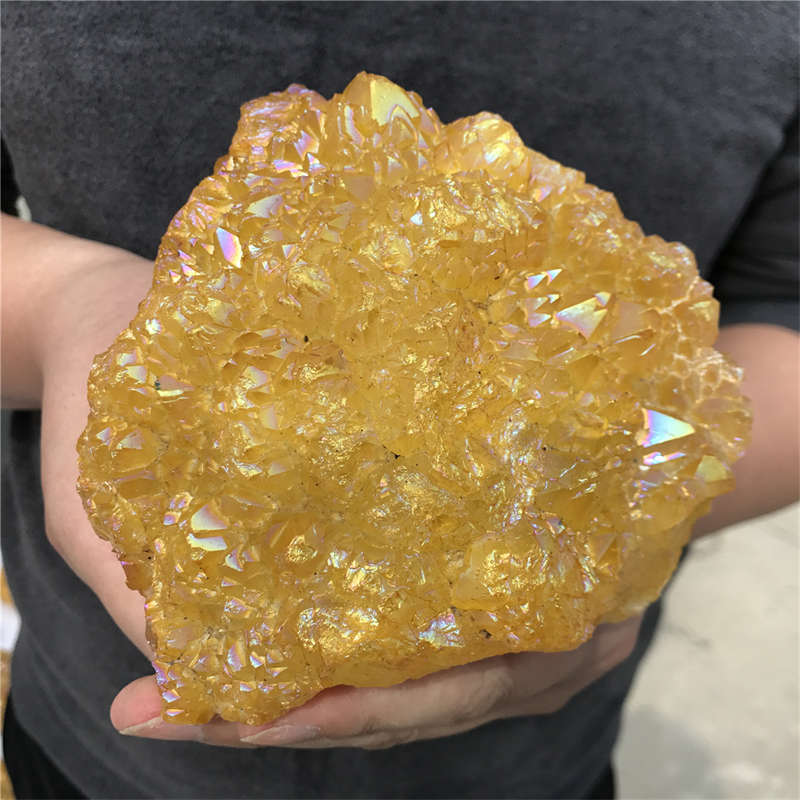 1.16kg Electroplate Rainbow cluster quartz crystal mineral specimen reiki healin
