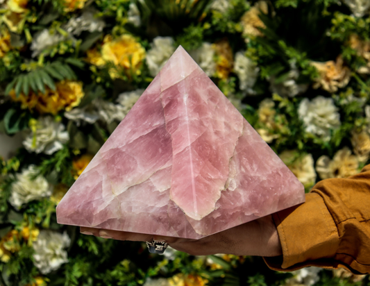 165MM Pink Rose Quartz Crystal Pyramid Aura Healing Chakra Energy Gemstone Point
