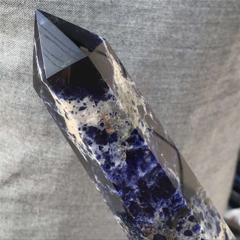 630g Natural Sodalite Obelisk Quartz Crystal Point Wand Tower Reiki Healing Gem