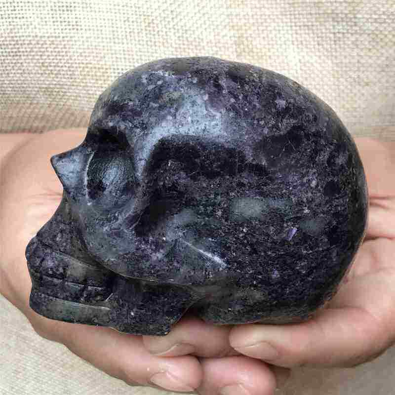 0.48kg Natural black jade quartz skull carved Quartz Crystal skull Healing