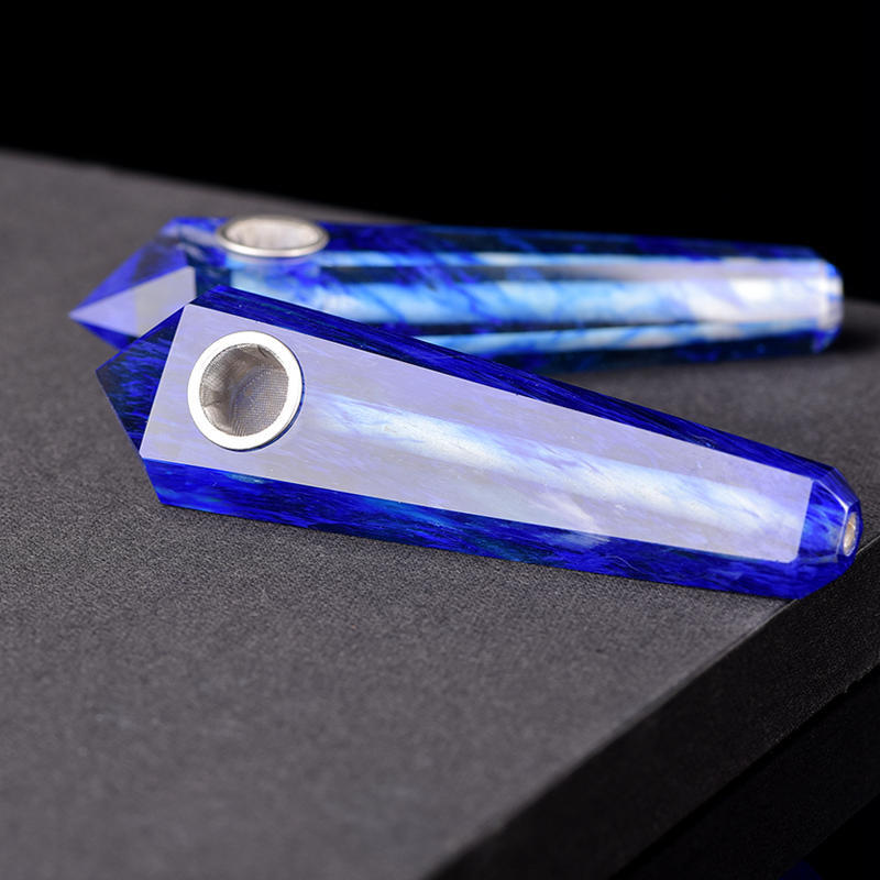Natural Blue Melting Stone Smoking Pipe Quartz Crystal Wand Point Reiki Obelisk