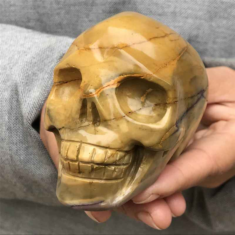 0.41kg Natural Mookite Jasper skull carved Quartz Crystal skull Healing