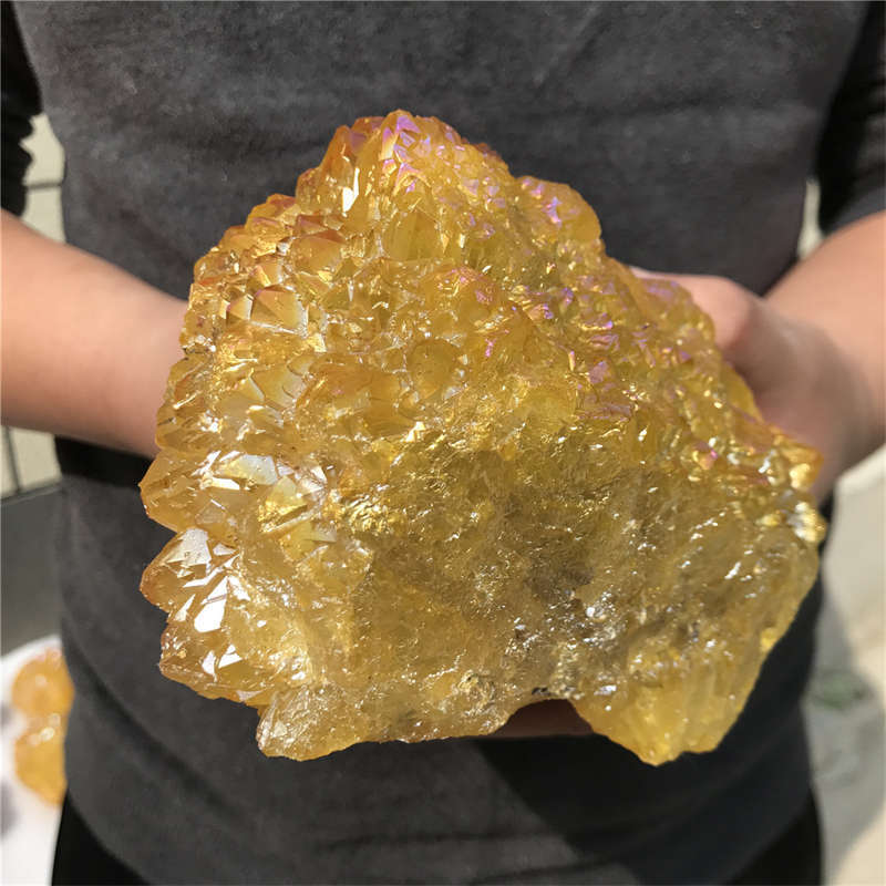 1.25kg Electroplate Rainbow cluster quartz crystal mineral specimen reiki healin