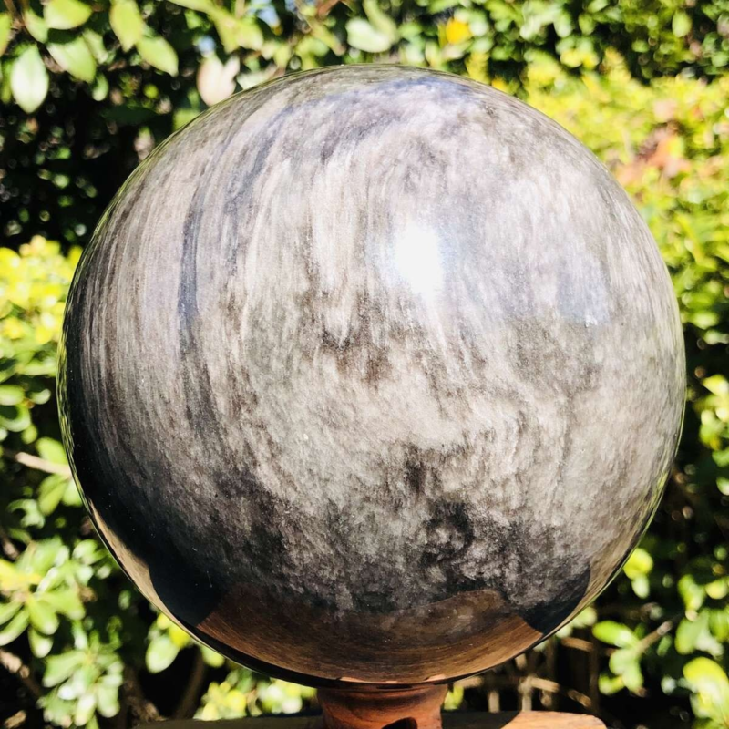 2900G HUGE Natural Silver Obsidian Sphere Crystal quartz Ball Healing 803