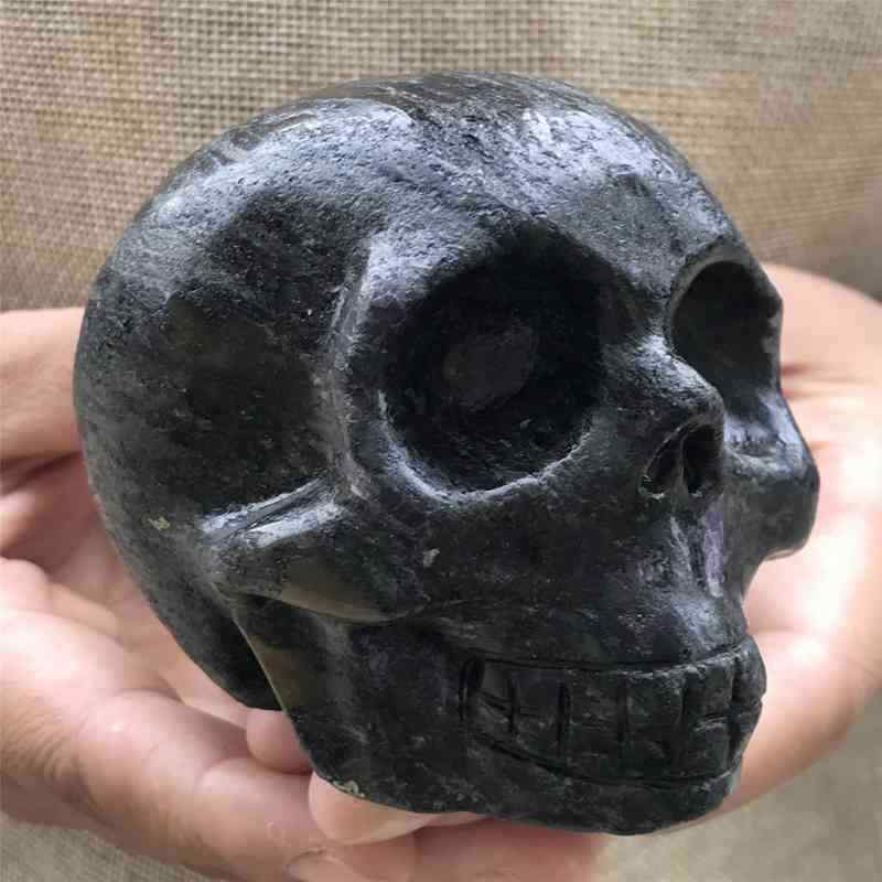 0.56kg Natural black jade quartz skull carved Quartz Crystal skull Healing