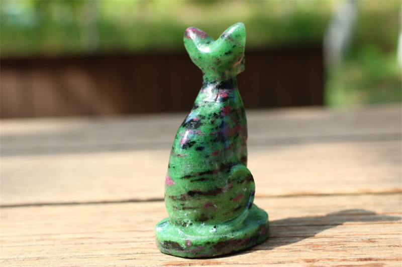 3.1" Carved Natural Zoisite Hairless Cat Statue Skull Quartz Crystal Specimen 1x