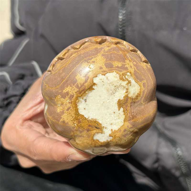 0.49Kg Natural serpenggiante jasper pumpkin carved Quartz Crystal skull Healing