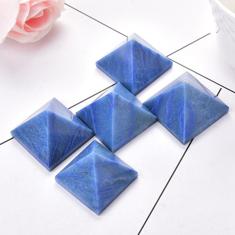 Natural Blue Aventurine Jasper Quartz Crystal Chakra Tower Pyramid Healing Decor