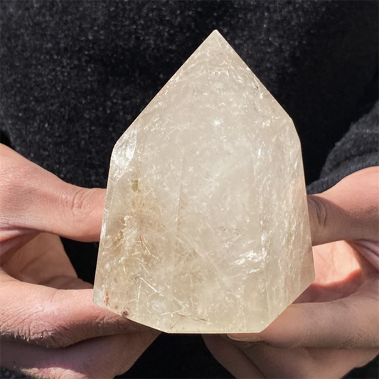 650gNatural  White Quartz Obelisk Crystal Wand Point Healing Mineral Stone