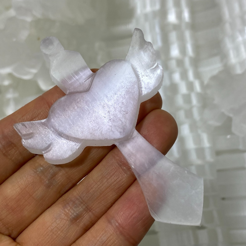 Natural Gypsum Selenite Cross  Hand Carved Quartz Crystal Reiki healing 1PC