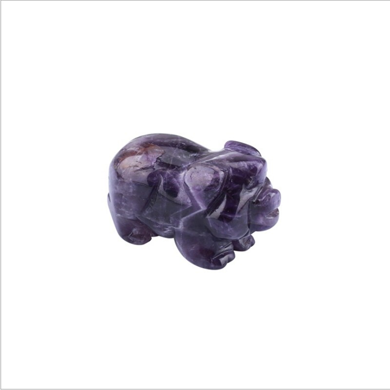 Raw Natural Quartz Crystal Skull Carved Pig Wild Boar Piggy Animal Healing Stone