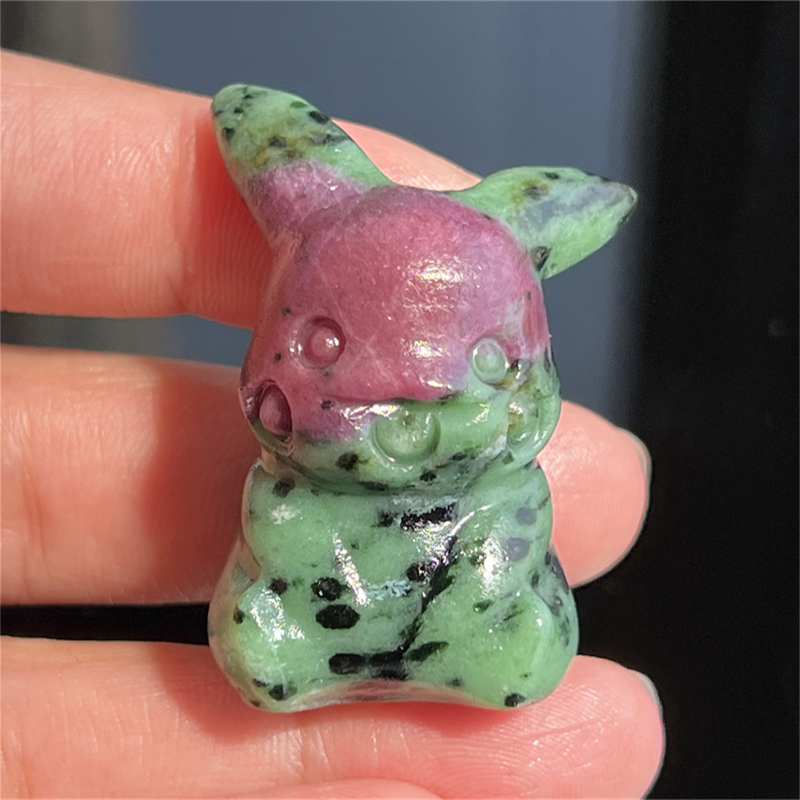 1.5" Natural quartz carved Pikachu skull Quartz crystal skull reiki healing