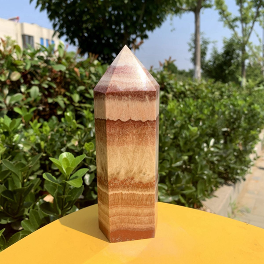 920g Natural Pork Stone Quartz Obelisk Crystal Wand Point Tower Reiki Healing