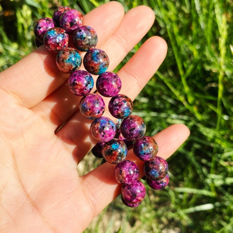 10mm 2pcs Beauty Glittering Color Azurite & Malachite Crystal Beads Bracelet