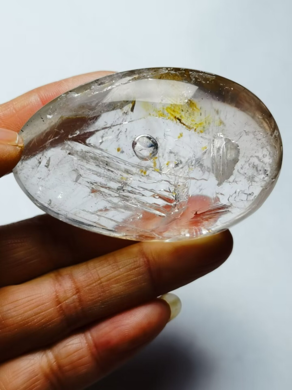 Collection Tibetan Crystal Oval 1 Visible Moving Bubble Enhydro &Sand 2.4 in