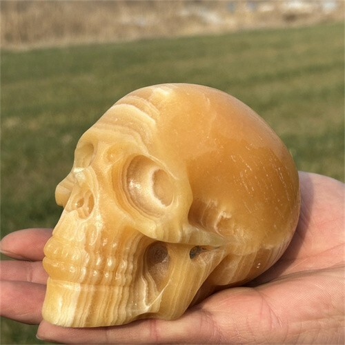 930g Natural Carved Geodes stone Skull Figurines Reiki Quartz Crystal Skull Deco