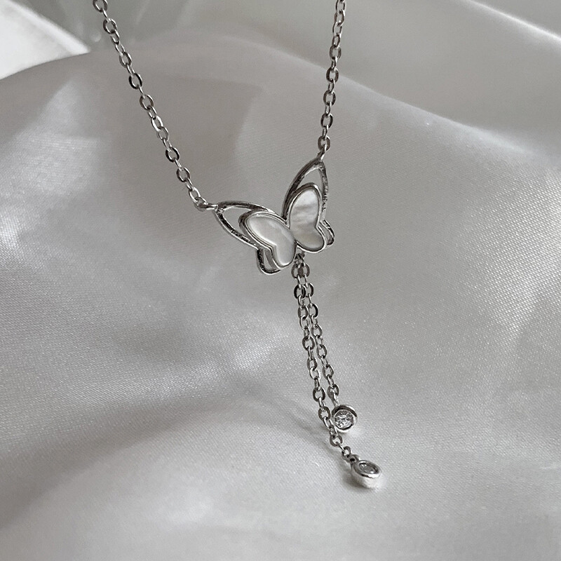 New Shiny Butterfly Necklace Ladies Exquisite Clavicle Chain Necklace Jewelry Bh