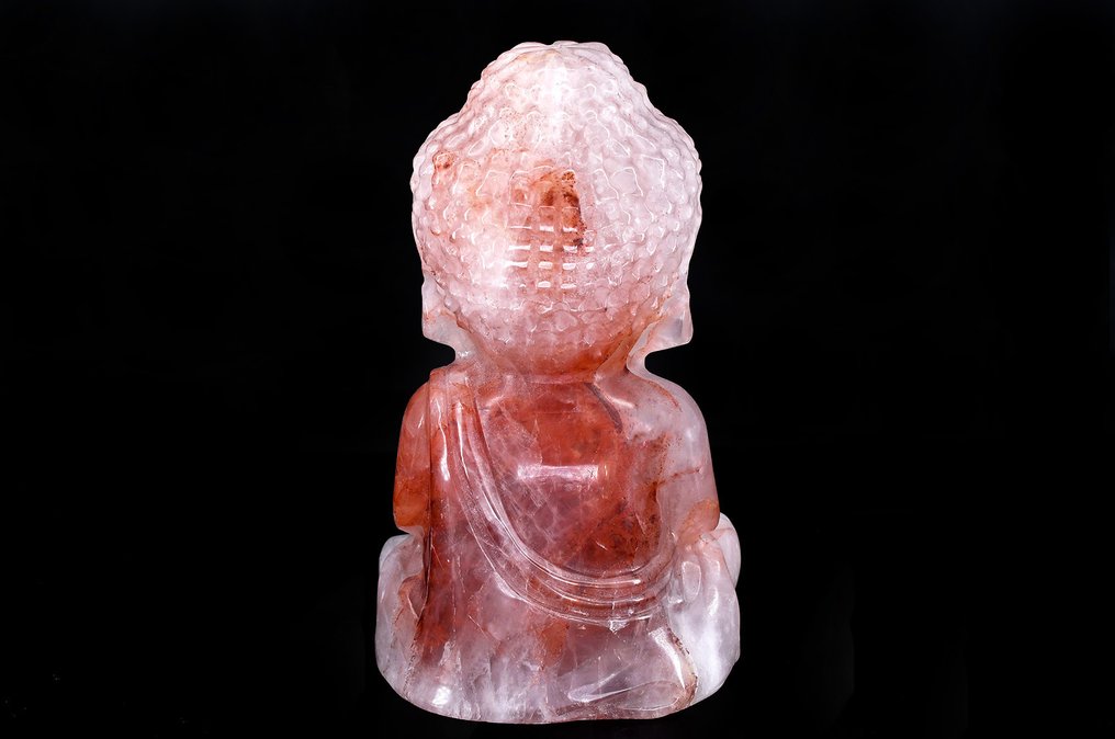 Wonderful finely detailed Hematoid Quartz buddha - Height: 14.9 cm - Width: 8.3 cm- 1000 g