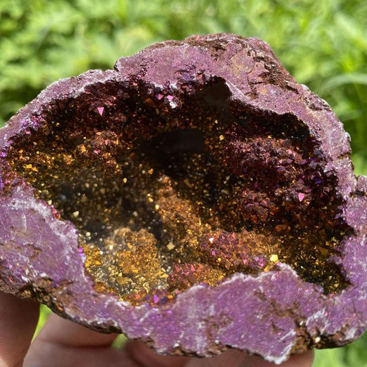 160g Electroplating color Natural Crystal Agate cave ornaments crystal cluster