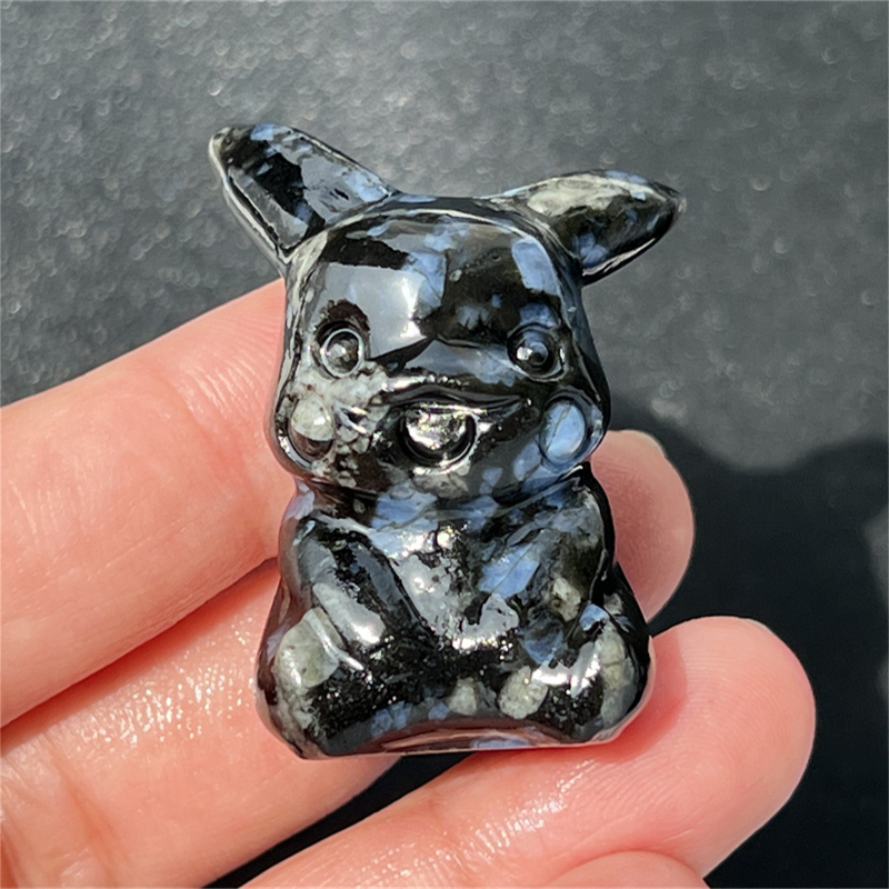1.5" Natural quartz carved Pikachu skull Quartz crystal skull reiki healing