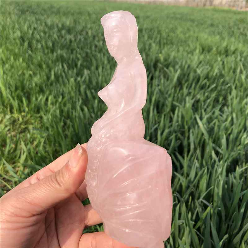 0.51kg Natural rose quartz mermaid carved Quartz Crystal skull Healing