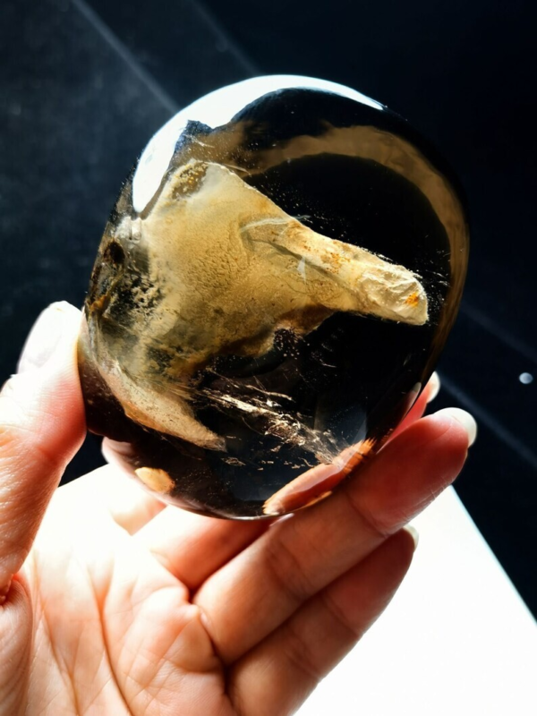 Collection Tibetan Crystal Oval 1 Big Visible Moving Bubble Enhydro &Sand 3.1 in