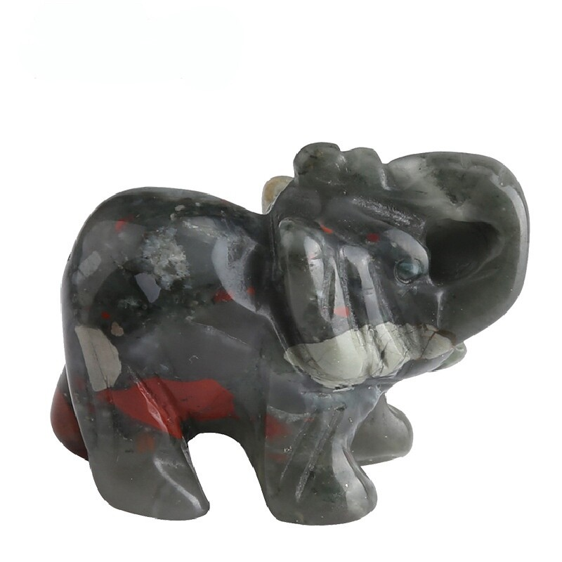 Natural Quartz Crystal Skull Carved Elephant Healing Gemstone Animal Sculpture