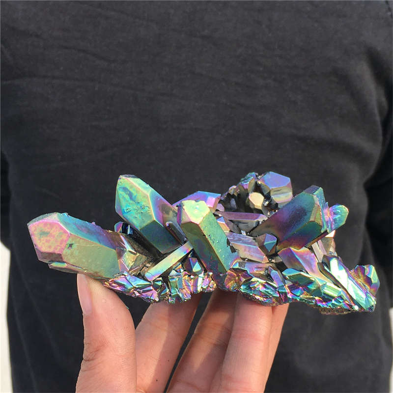 190g Electroplate Rainbow cluster quartz crystal mineral specimen reiki healing