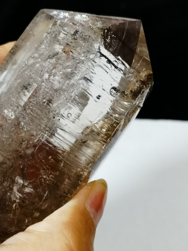 Tibetan Clear Crystal Quartz Point w 3 Visible Moving Bubbles Enhydro  4.64 in