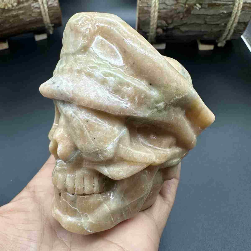 670g natural jade hand carved skull quartz crystal healing decor gift