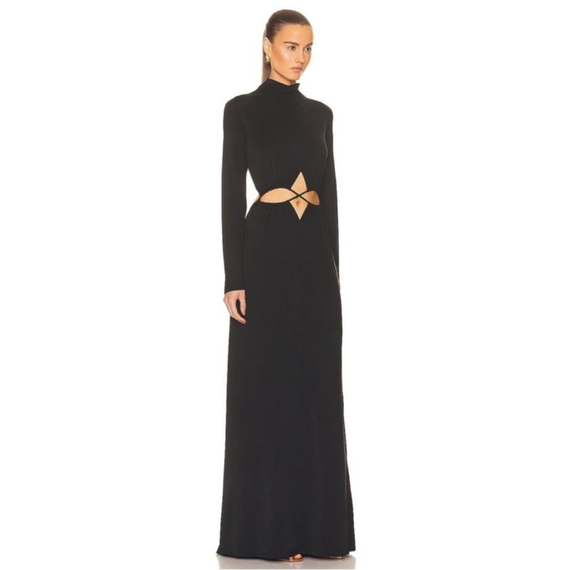NWT Cult Gaia Black Pippa Cutout Jersey Maxi Gown Size XS