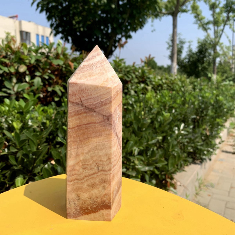 906g Natural Pork Stone Quartz Obelisk Crystal Wand Point Tower Reiki Healing