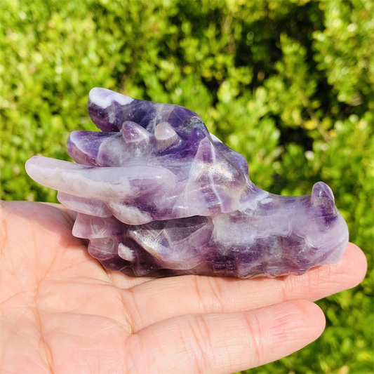 1pc Natural dream amethyst dragon Quartz Crystal skull Reiki Healing