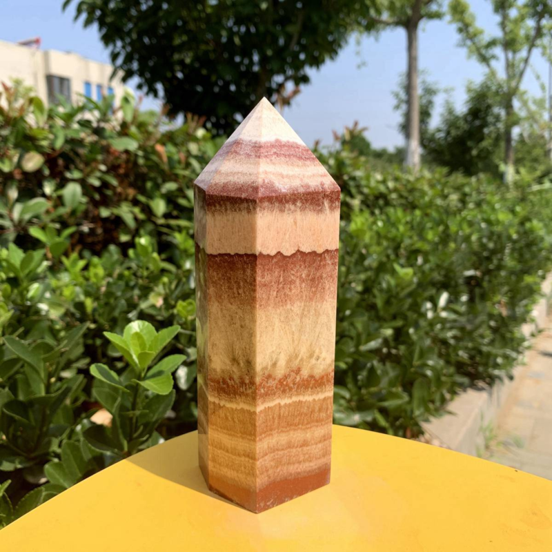 920g Natural Pork Stone Quartz Obelisk Crystal Wand Point Tower Reiki Healing