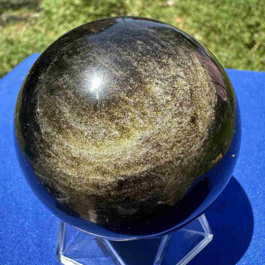 460g natural Gold obsidian sphere quartz crystal polished ball healingg550