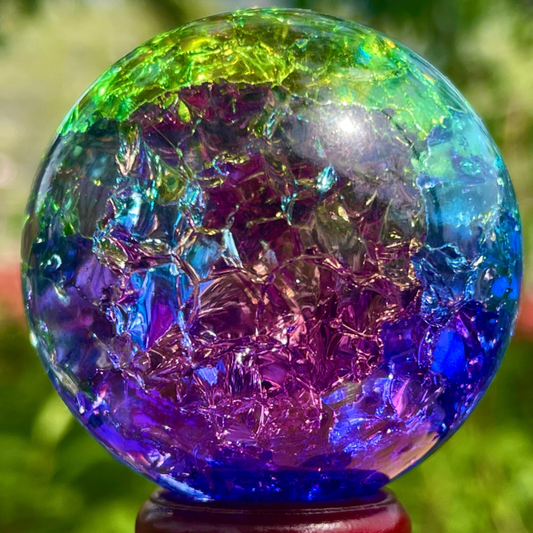 165G Natural Titanium Rainbow Quartz sphere Crystal ball Healing