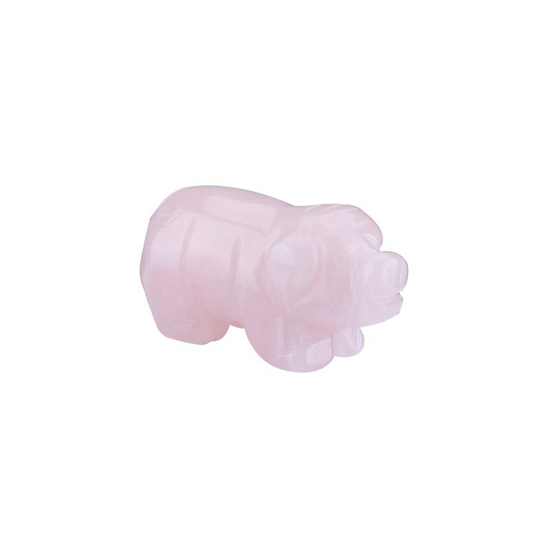 Raw Natural Quartz Crystal Skull Carved Pig Wild Boar Piggy Animal Healing Stone