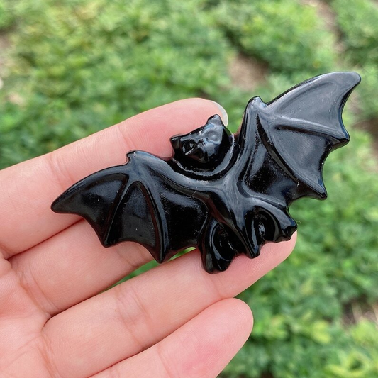 1PC Natural Obsidian Bat Quartz Crystal Decoration Heal Gifts Energy Animal 20g+