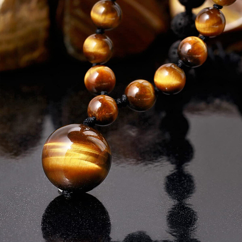 Natural Tiger Eye Stone Beads Necklaces Men Fashion Meditation Yoga Necklace