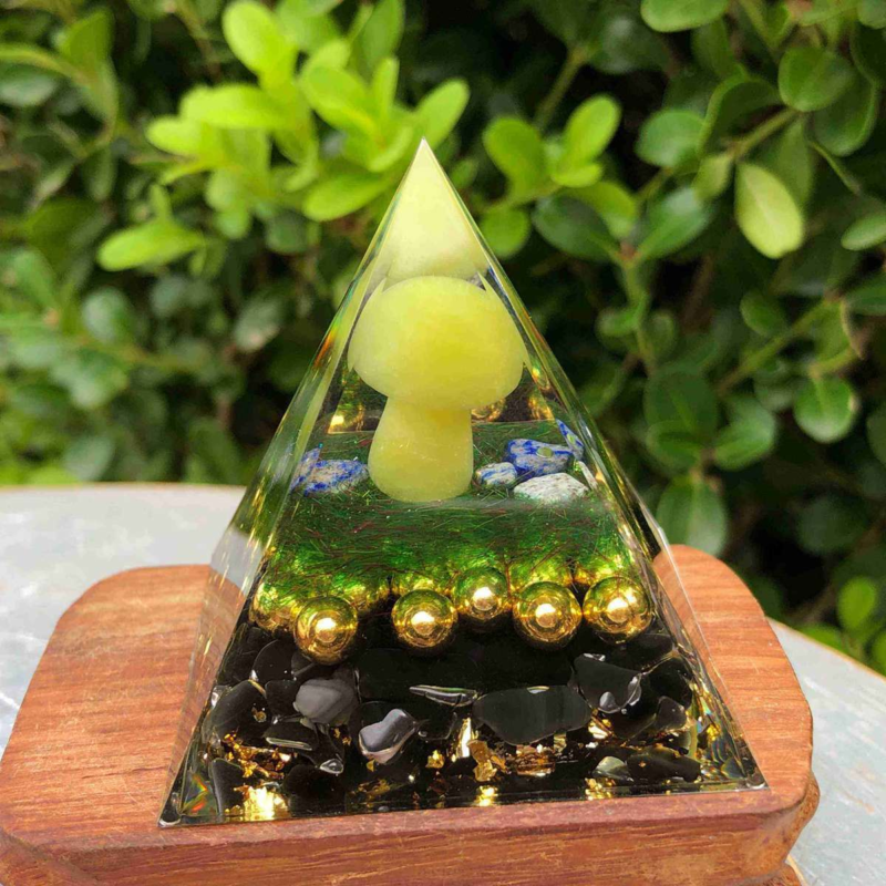 5cmAogen Energy Natural Obsidian Gravel Mushroom Pyramid Healing Meditation