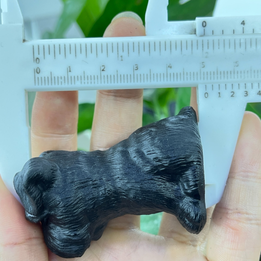 1pc Natural obsidian Schnauzer dog hand carved quartz crystal animal skull 2"