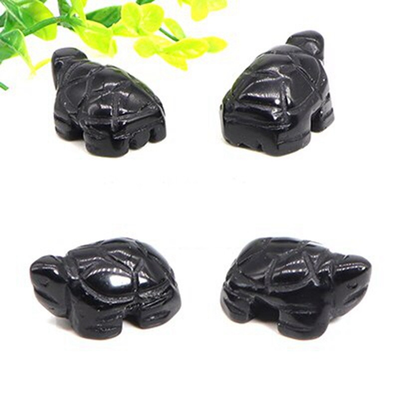 5Pcs Natural Obsidian Quartz Carved Longevity Tortoise Crystal Animal Ornament