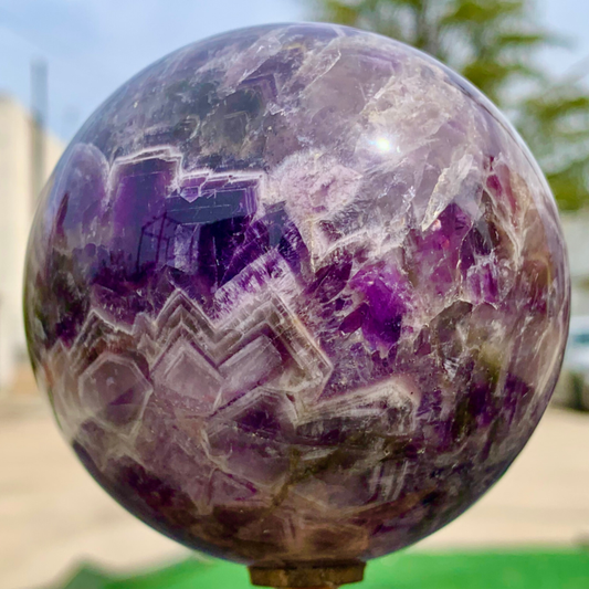 1.76LB Natural beautiful Dream Amethyst Quartz Crystal Sphere Ball Healing