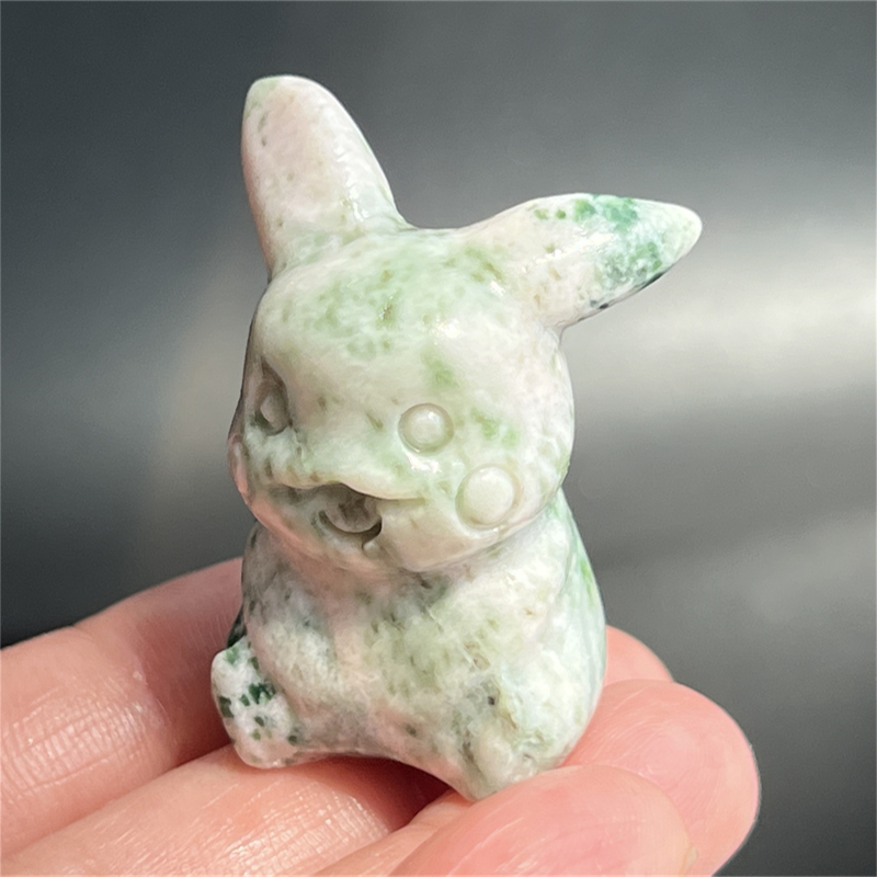 1.5" Natural quartz carved Pikachu skull Quartz crystal skull reiki healing
