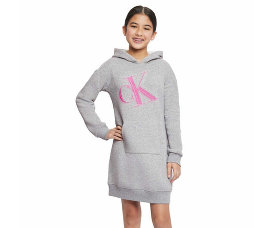 Calvin Klein Jeans Gray Hoodie Dress Youth Girl Shirt Size S-7/9 New with Tag