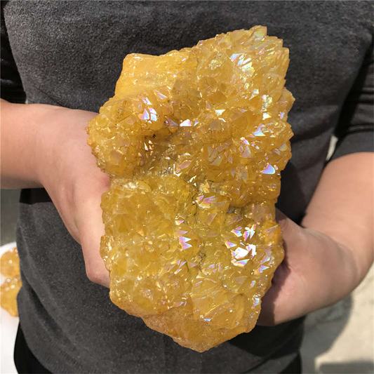 1.26kg Electroplate Rainbow cluster quartz crystal mineral specimen reiki healin
