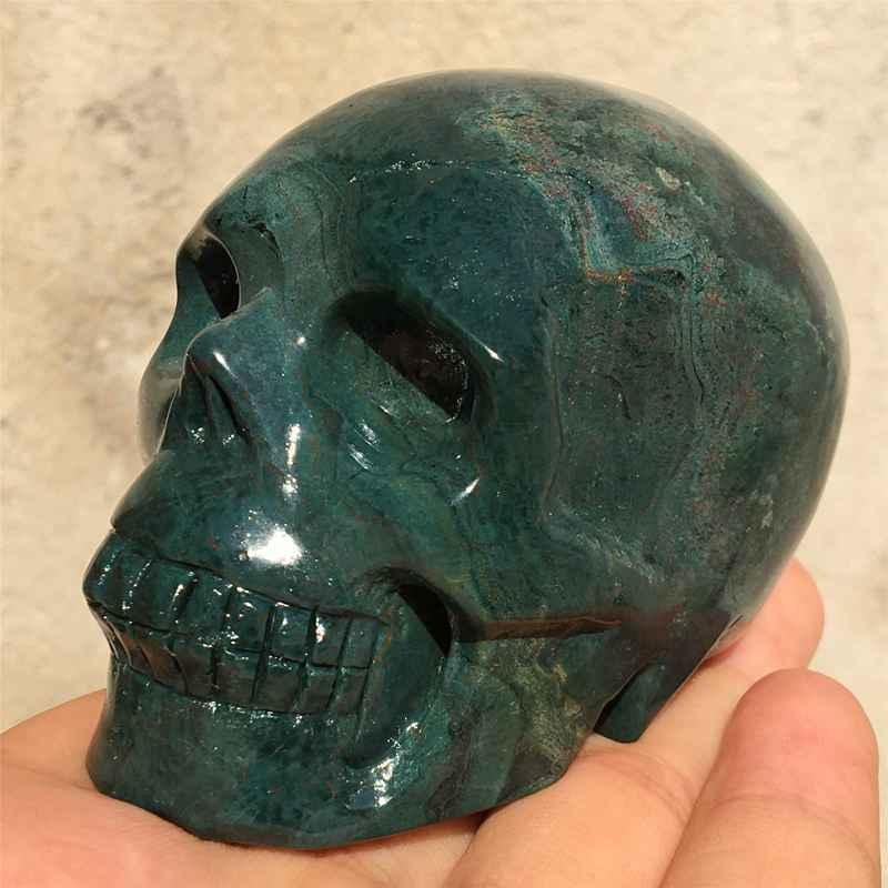 0.34kg Natural agate skull carved Quartz Crystal skull Healing