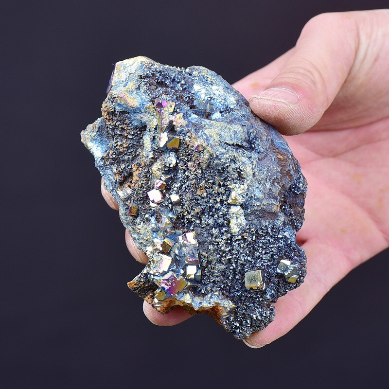 0.661LB Electroplated quartz Calcite mineral specimen for spiritual healing