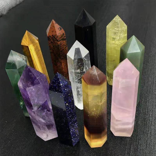 Natural Crystal Point Wand Tower Column Chakra Obelisk Quartz Healing Stone Rock