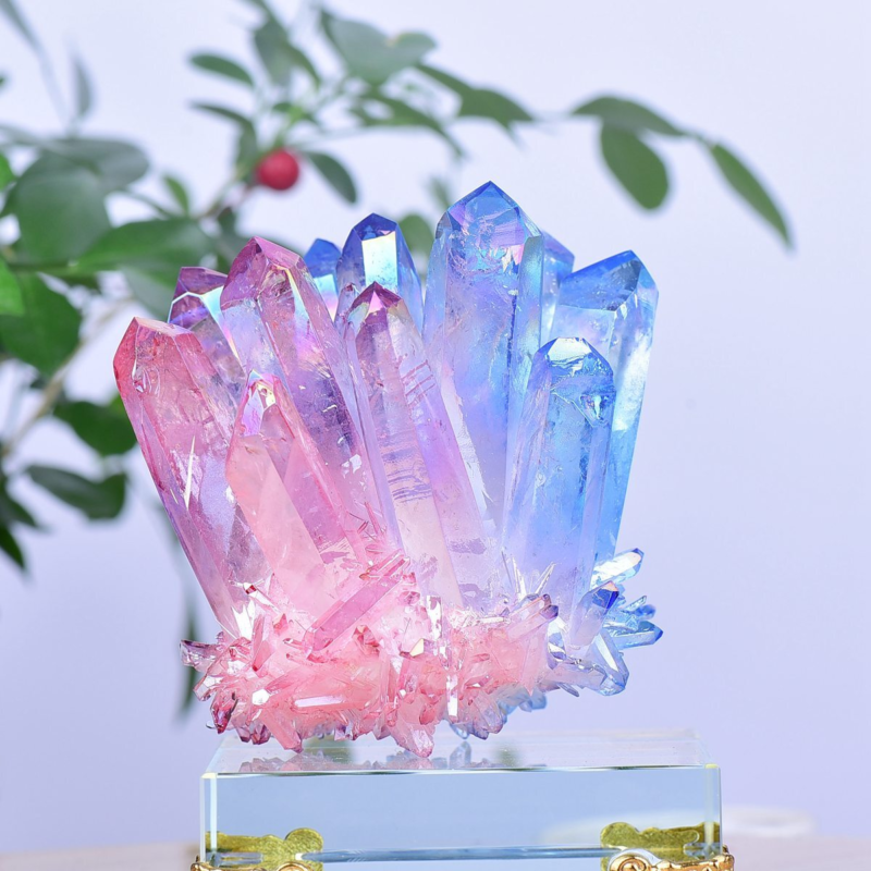 1.17LB Electroplated Color Crystal Cluster Crystal Mineral Reiki Healing